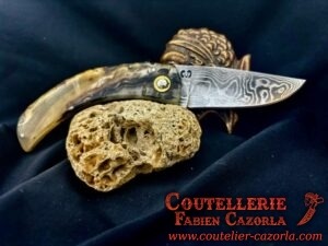 Couteau Corse traditionnel de berger Modèle Cazorla avec Lame Damas Labellisé 27112404 – Image 3