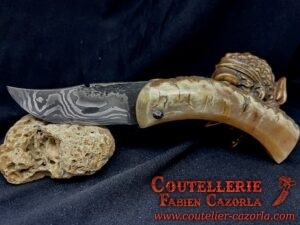Couteau Corse traditionnel de berger Modèle Cazorla avec Lame Damas 22052501 – Image 2