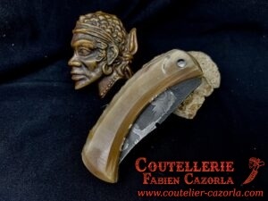 Couteau Corse traditionnel de berger Modèle Cazorla avec Lame Damas 22052501 – Image 6