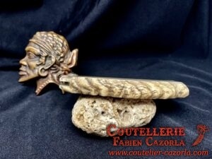 Couteau Corse traditionnel de berger Labellisé Modèle Cazorla avec Lame Damas 04062507 – Image 4