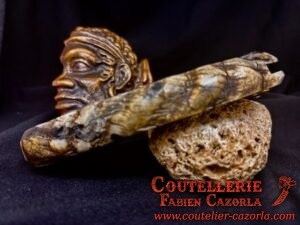 Couteau Corse traditionnel de berger Modèle Cazorla avec Lame Damas Cuivre 18062501 – Image 6
