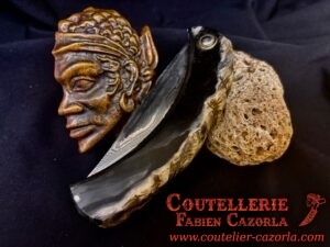 Couteau Corse traditionnel de berger Modèle Cazorla avec Lame Damas Cuivre 18062501 – Image 7