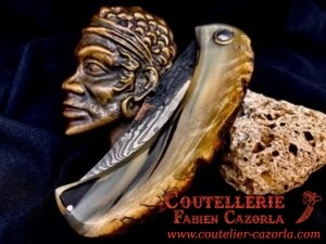 Couteau Corse traditionnel de berger Modèle Cazorla avec Lame Damas Cuivre 01072504 – Image 6