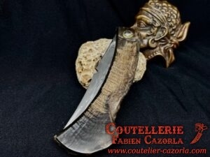 Couteau Corse traditionnel de berger Modèle Cazorla avec Lame Damas Explosion 13122420 – Image 6