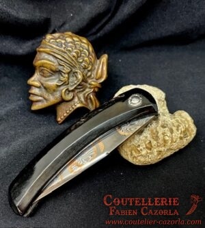 Couteau Corse traditionnel de berger Modèle Labellisé Cazorla avec Lame Damas Oeil d'Orezza  Cuivre 11062504 – Image 6