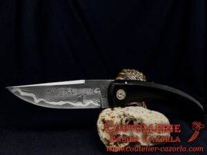 Couteau Corse traditionnel de berger Modèle Cazorla avec Lame Damas Nickel 13112419 – Image 2