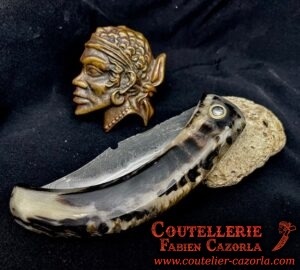 Couteau Corse traditionnel de berger Modèle Cazorla avec Lame Damas Nickel 13062501 – Image 5