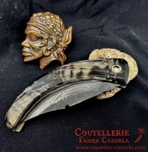 Couteau Corse traditionnel de berger Modèle Cazorla avec Lame Damas Nickel 13062501 – Image 6