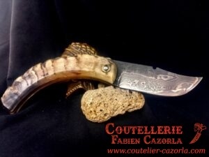 Couteau Corse traditionnel de berger Modèle Cazorla avec Lame Damas Nickel 29072510 – Image 3