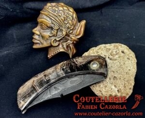 Couteau Corse traditionnel de berger Modèle Cazorla avec Lame Damas 21062502 – Image 6