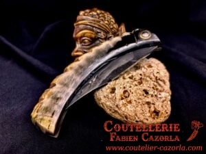 Couteau Corse traditionnel de berger Modèle Cazorla avec Lame Damas 01072501 – Image 6