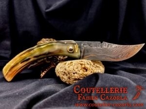 Couteau Corse traditionnel de berger Modèle Cazorla avec Lame Damas Cuivre 01072505 – Image 3