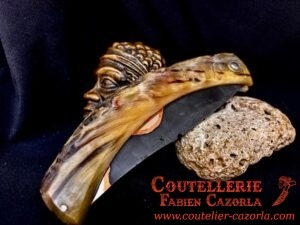 Couteau Corse traditionnel de berger Modèle Cazorla avec Lame Damas Cuivre 07072505 – Image 6