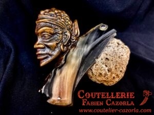 Couteau Corse traditionnel de berger Modèle Cazorla avec Lame Damas Cuivre 14072501 – Image 5