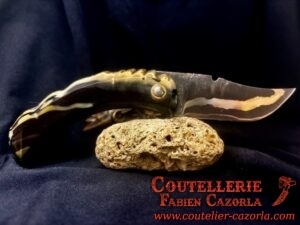 Couteau Corse traditionnel de berger Modèle Cazorla avec Lame Damas Cuivre 21072504 – Image 3