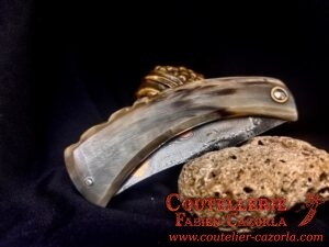 Couteau Corse traditionnel de berger Modèle Cazorla avec Lame Damas Cuivre 21072510 – Image 5