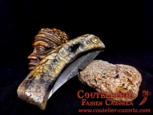 Couteau Corse traditionnel de berger Modèle Cazorla avec Lame Damas Cuivre Nickel 05082502 – Image 5