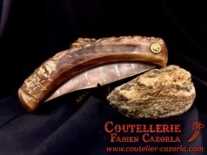 Couteau Corse traditionnel de berger Modèle Cazorla avec Lame Damas Bavella 02102501 – Image 5