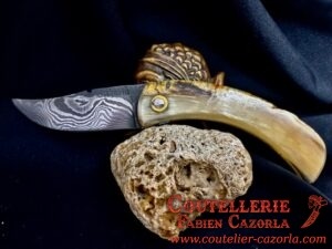 Couteau Corse traditionnel de berger Modèle Cazorla avec Lame Damas 06102535 – Image 2