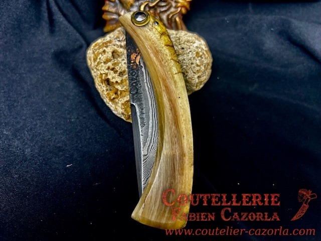 Couteau Corse traditionnel de berger Modèle Cazorla avec Lame Damas Cuivre 09102509 – Image 5