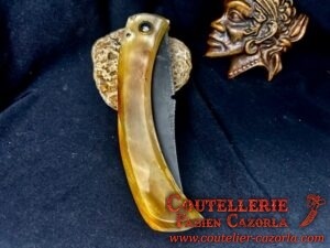 Couteau Corse traditionnel de berger Modèle Cazorla avec Lame Damas Cuivre Nickel 09102511 – Image 6