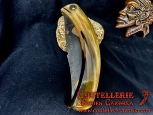 Couteau Corse traditionnel de berger Modèle Cazorla avec Lame Damas Cuivre Nickel 09102512 – Image 5