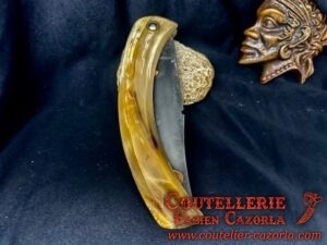 Couteau Corse traditionnel de berger Modèle Cazorla avec Lame Damas Cuivre Nickel 09102512 – Image 6