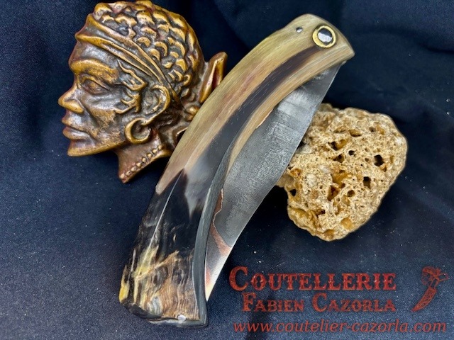 Couteau Corse traditionnel de berger Modèle Cazorla avec Lame Damas Cuivre Nickel 08112503 – Image 5