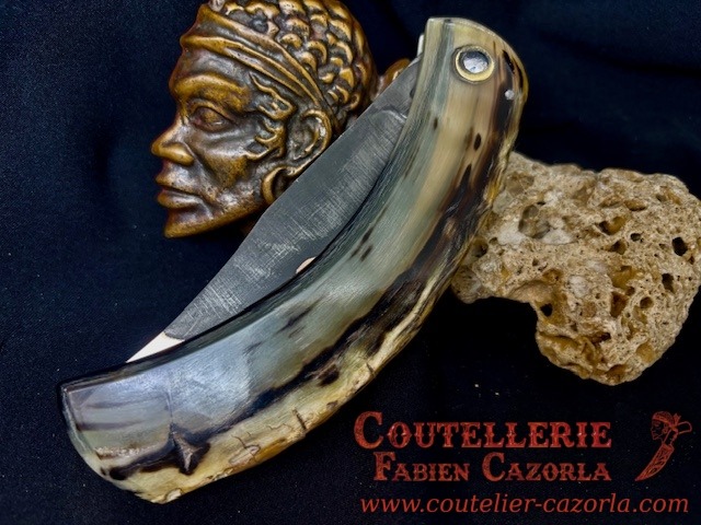 Couteau Corse traditionnel de berger Modèle Cazorla avec Lame Damas Cuivre Nickel 08112505 – Image 4