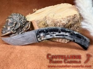 Couteau Corse traditionnel de berger Modèle Cazorla avec Lame Damas 06062606